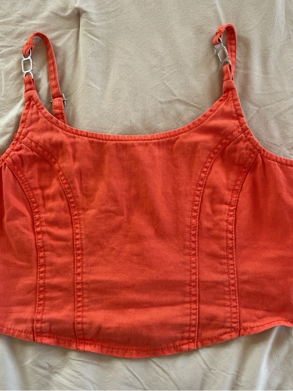 Orange Denim Crop Cami Top